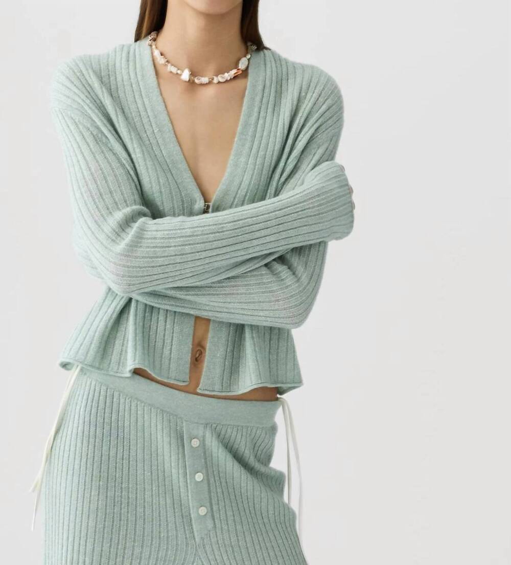 NEW GUEST IN RESIDENCE rib stealth cardigan in sage brush
